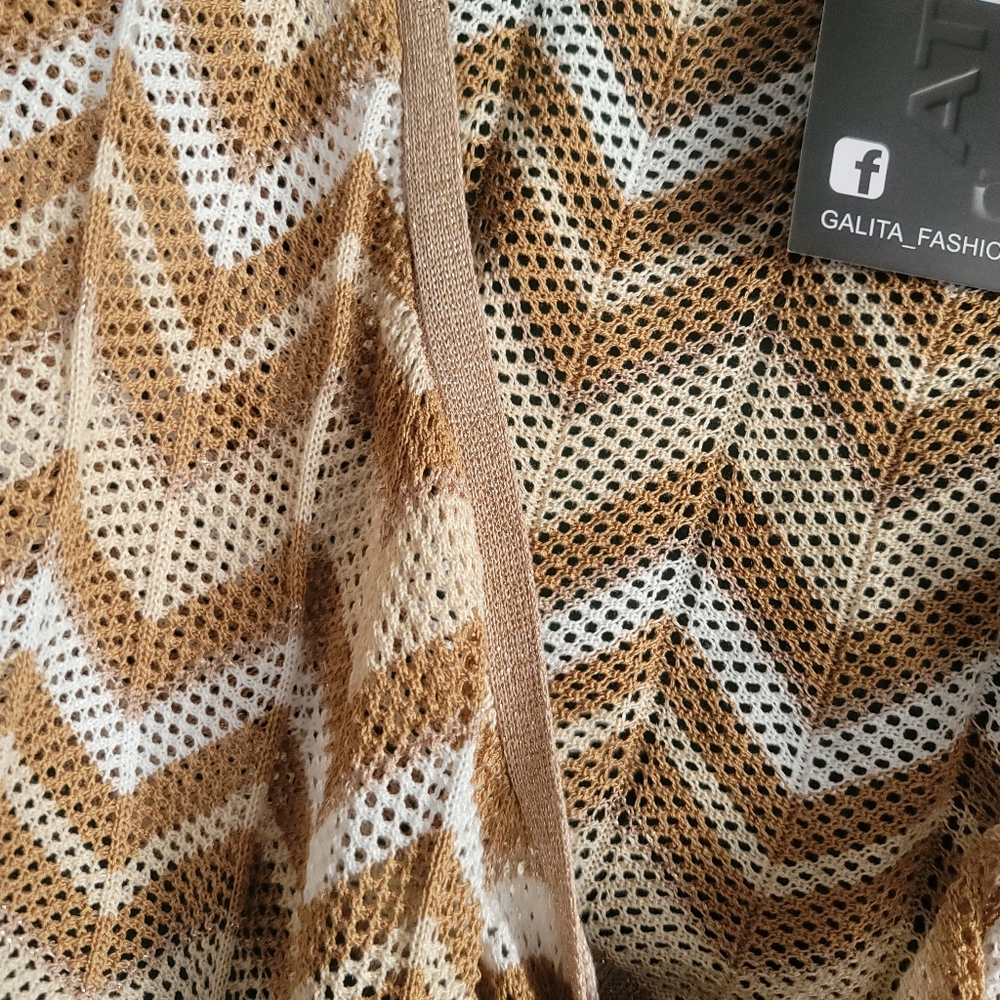 Galita Chevron Knit Tie-Front Cardigan BOHO Size Small NWT - Picture 9 of 13